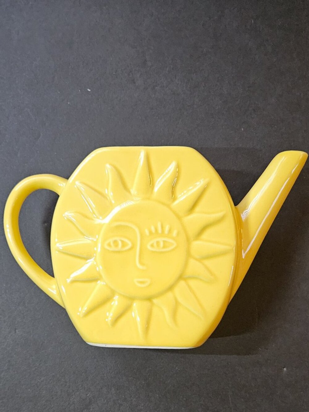 Whimsical Sun Ceramic Plant Watering Can NWOT